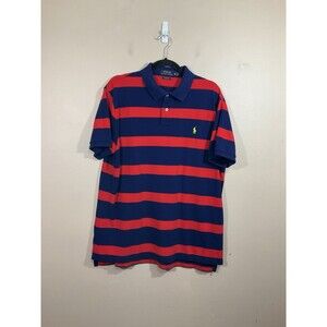 Polo Ralph Lauren Mens Custom Fit Striped Polo Shirt XL Red Blue Preppy Pony